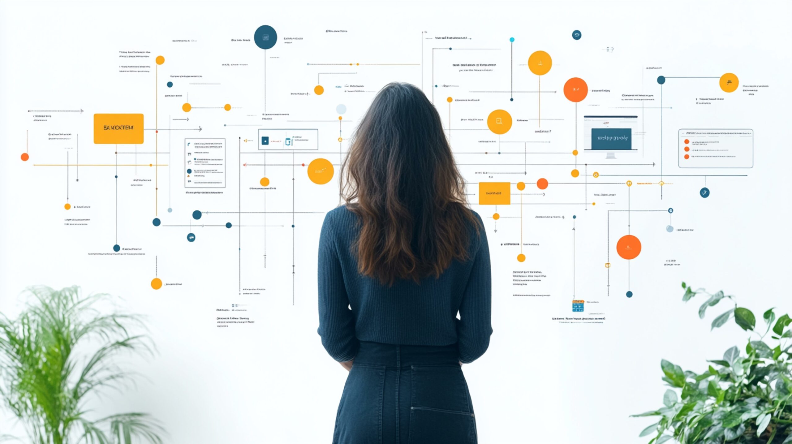 a A visual depiction of B2B e-commerce customer journey mapping and touchpoints.
